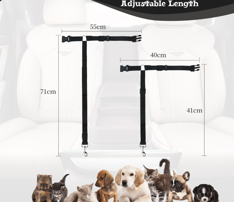 SafeRide — Adjustable Dog Car Seat Safety Harness