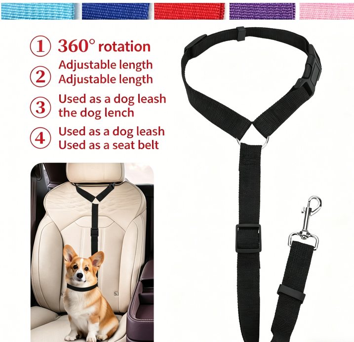 SafeRide — Adjustable Dog Car Seat Safety Harness