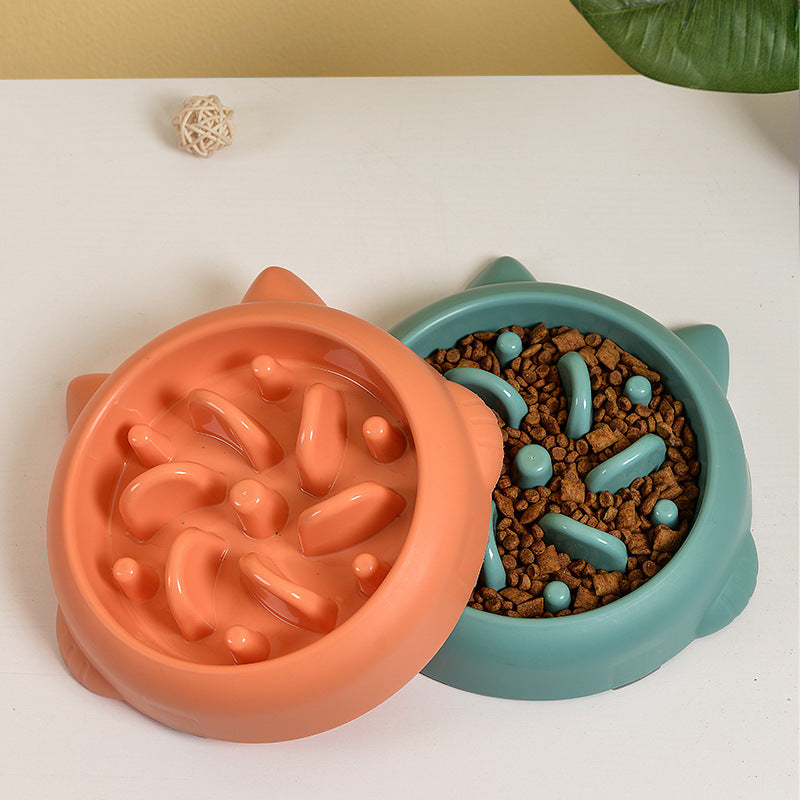 BrainBowl Slow Feeder - lifestyle with kibble