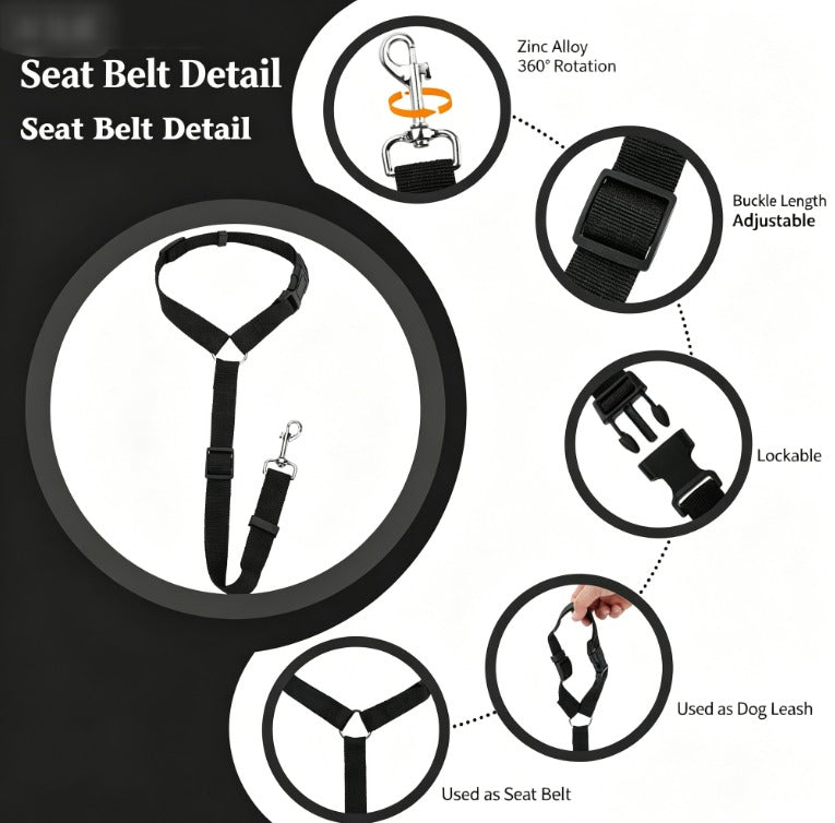 SafeRide — Adjustable Dog Car Seat Safety Harness